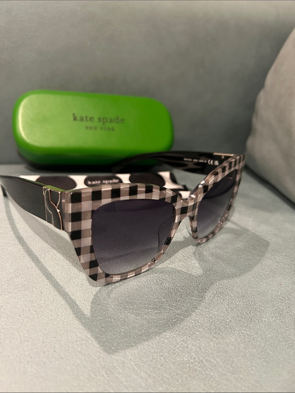 Kate Spade Beckley Black & White Gingham Cat-Eye Gradient Lenses w/case